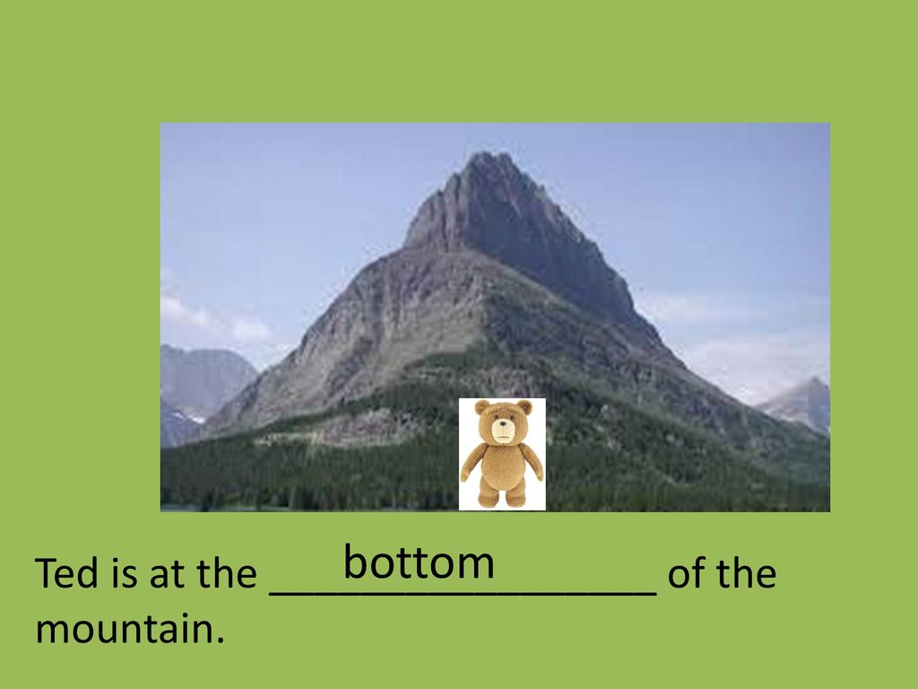 bottom Ted is at the _________________ of the mountain.