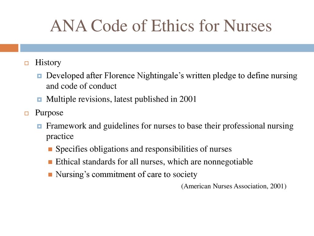 ANA Code of Ethics for Nurses.
