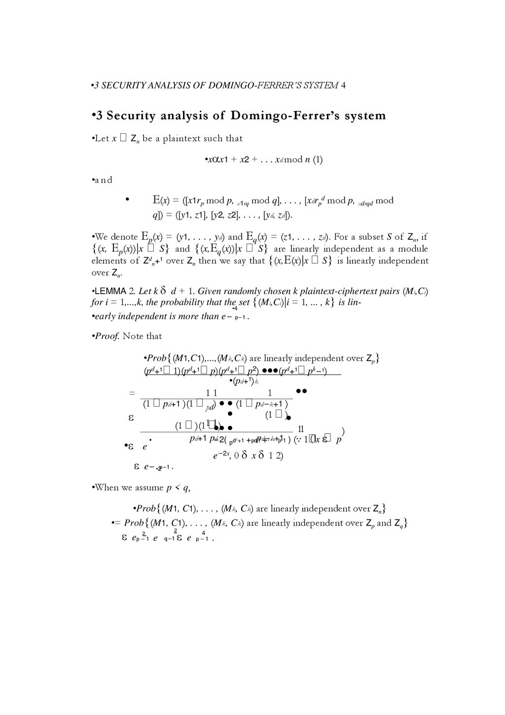 A Cryptanalysis Of The Original Domingo Ferrer S Algebraic Privacy Ppt Download