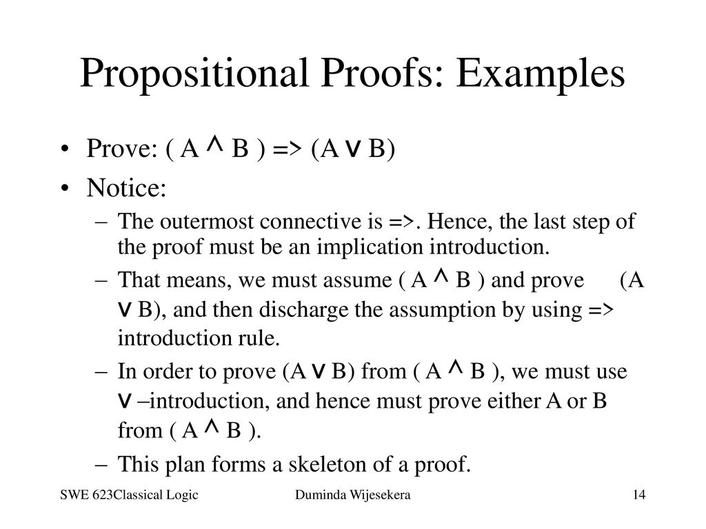 Propositional Proofs: Examples