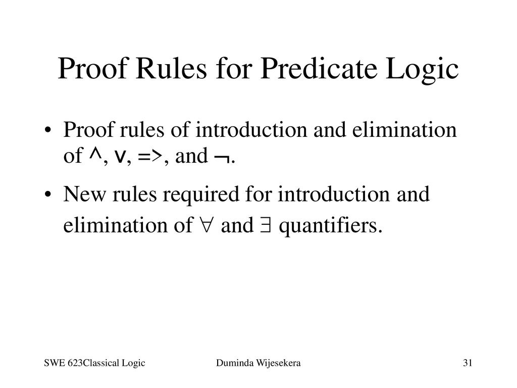 Proof Rules for Predicate Logic