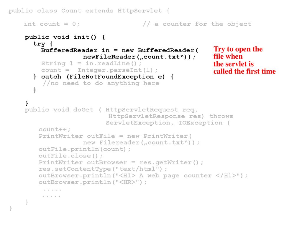 Servlets Servlets are modules that extend the functionality of a “java ...
