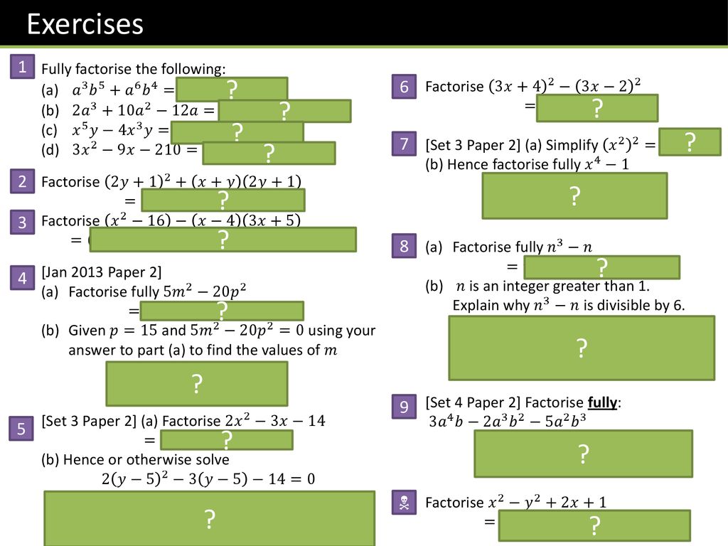 Igcse Fm Factorisation Ppt Download