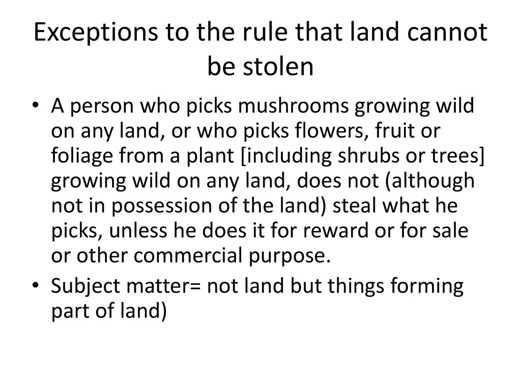 Exceptions to the rule that land cannot be stolen
