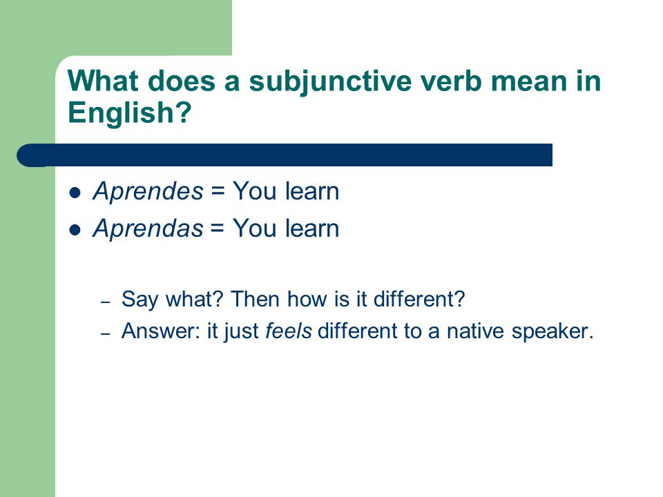 What does a subjunctive verb mean in English