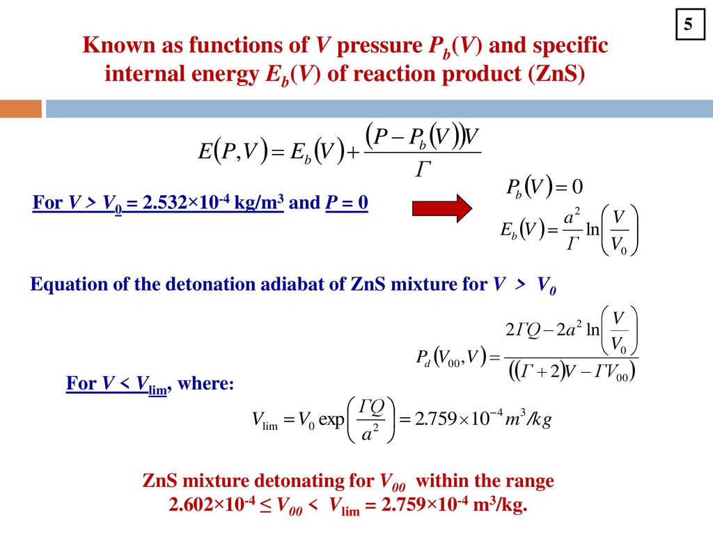 ON DETONATION IN ZnS POWDER MIXTURES - ppt download