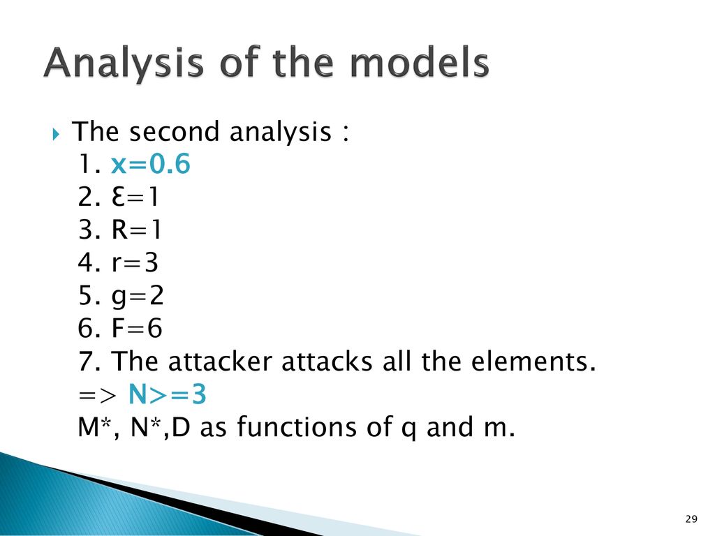 Analysis of the models The second analysis： 1. x= Ɛ=1 3. R=1