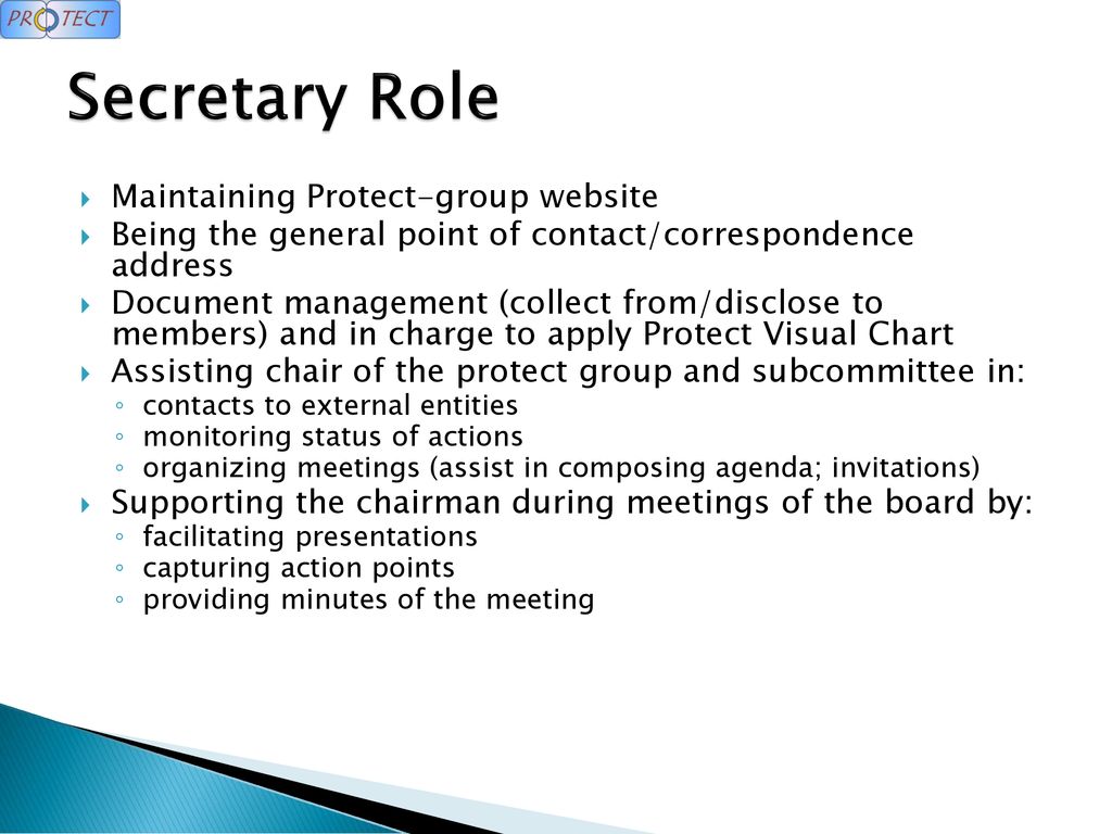Secretary Role Maintaining Protect-group website