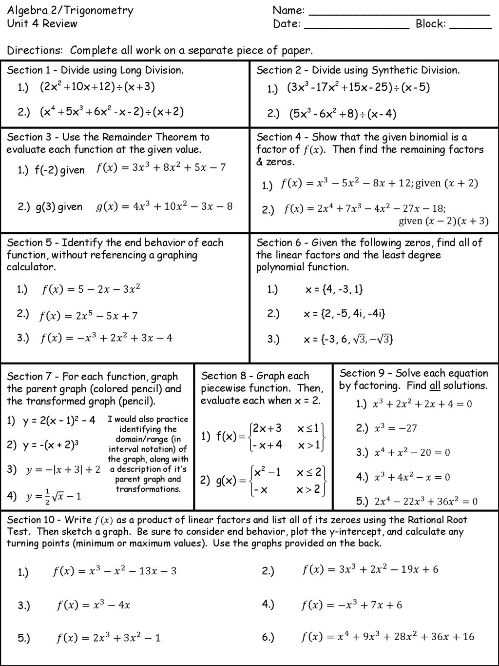 Algebra 2 trigonometry name ppt download