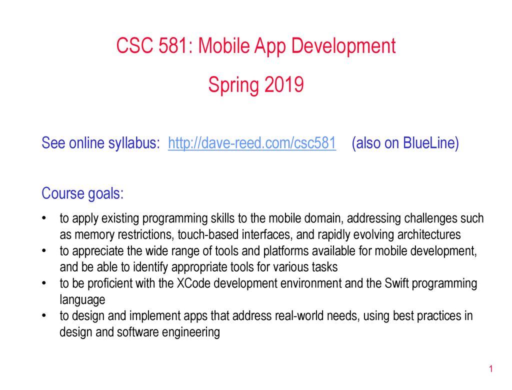 CSC 581: Mobile App Development