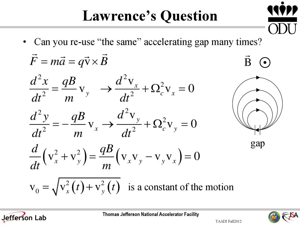 Lawrence’s Question Can you re-use the same accelerating gap many times is a constant of the motion.