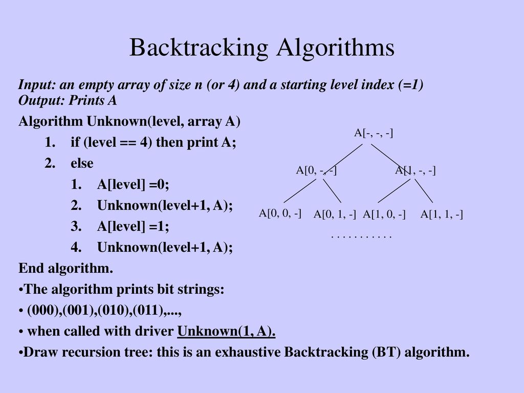 ALGORITHM TYPES Divide and Conquer, Dynamic Programming, Backtracking ...