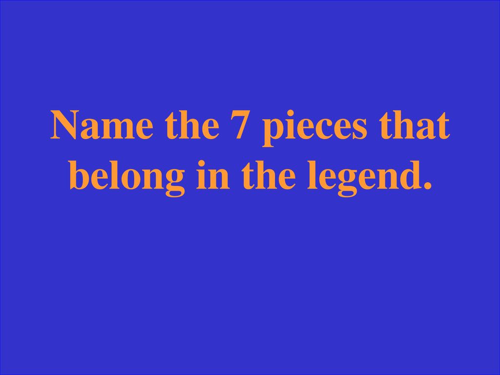Name the 7 pieces that belong in the legend.