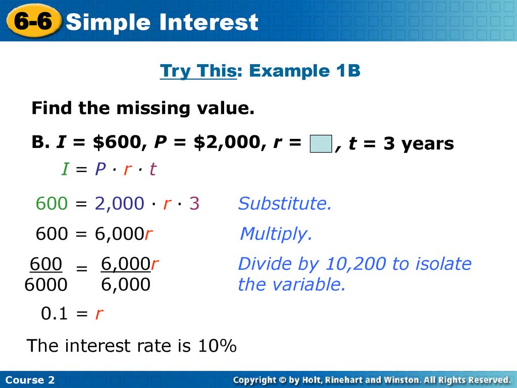 226-226 Simple Interest Warm Up Problem of the Day Lesson Presentation