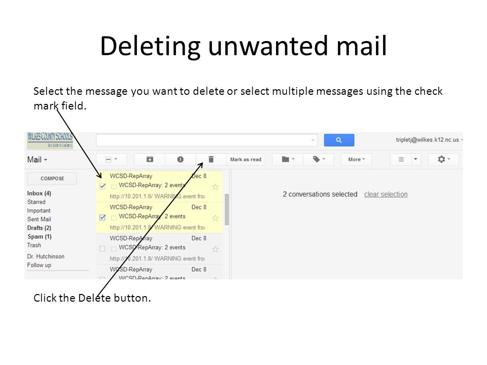 Deleting unwanted mail