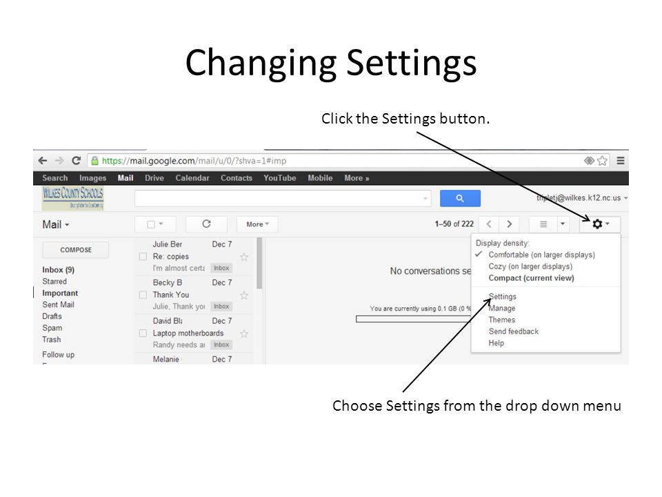 Changing Settings Click the Settings button.