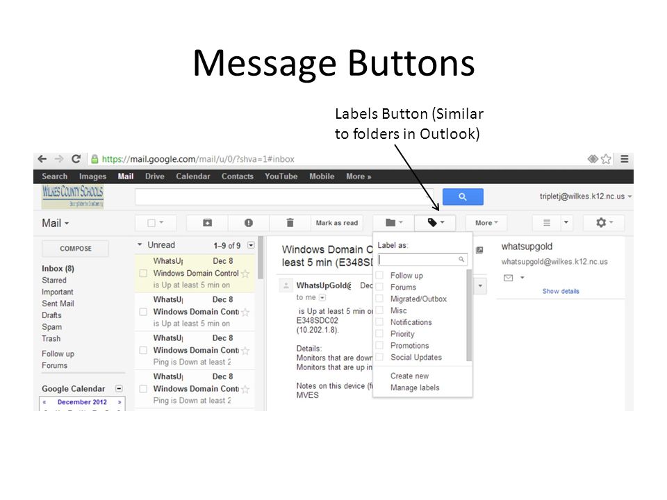 Message Buttons Labels Button (Similar to folders in Outlook)