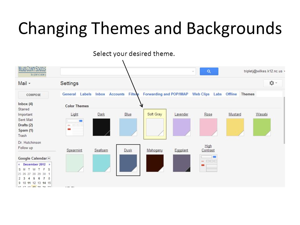 Changing Themes and Backgrounds