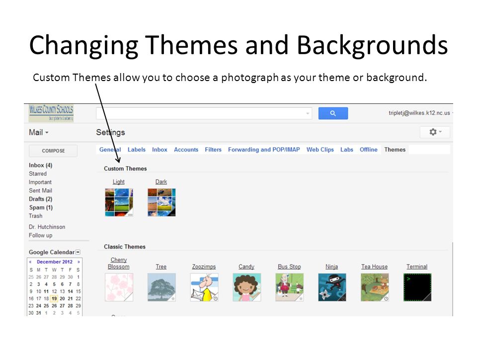 Changing Themes and Backgrounds