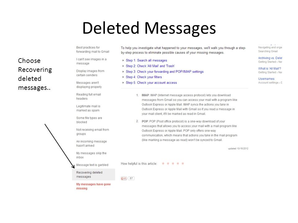 Deleted Messages Choose Recovering deleted messages..