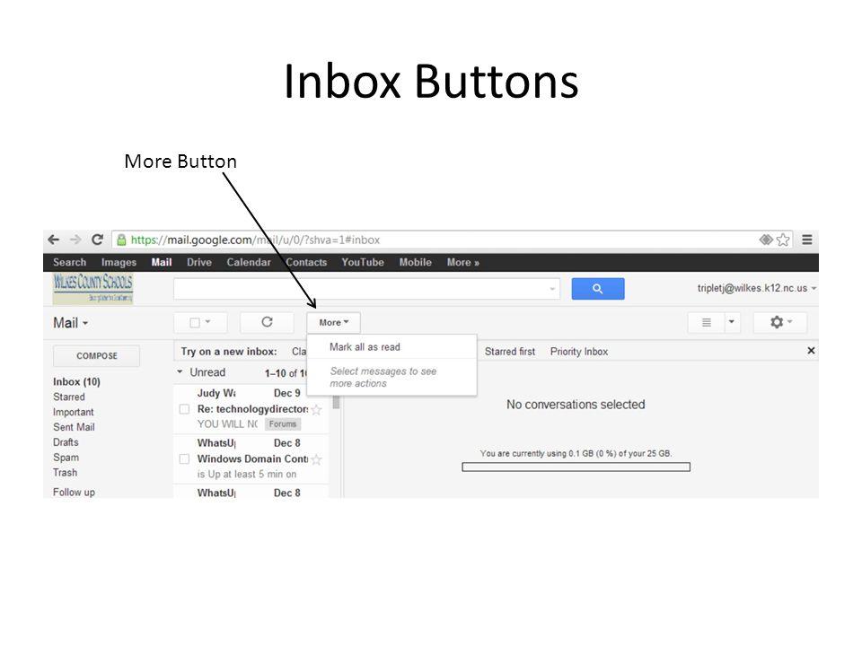 Inbox Buttons More Button