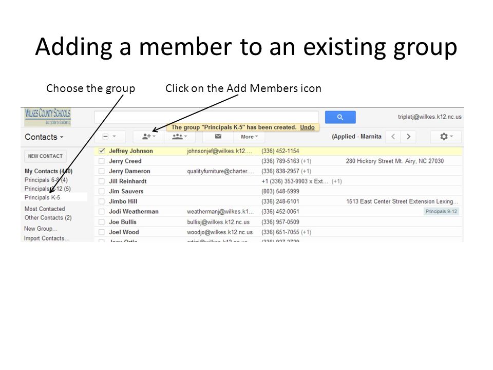 Adding a member to an existing group
