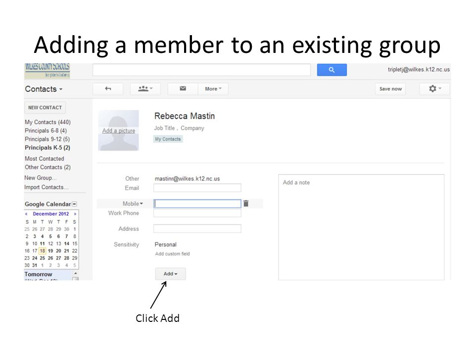 Adding a member to an existing group
