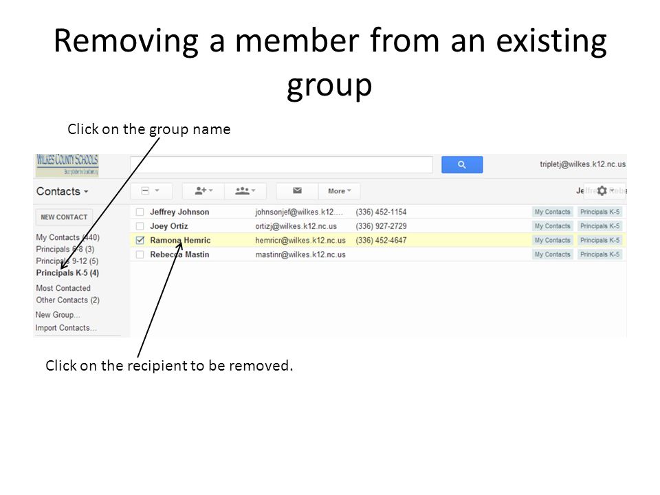 Removing a member from an existing group