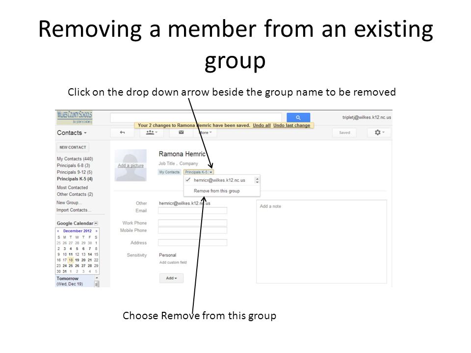 Removing a member from an existing group