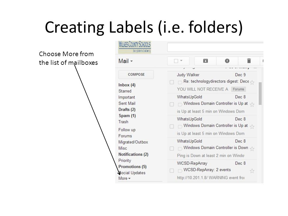 Creating Labels (i.e. folders)