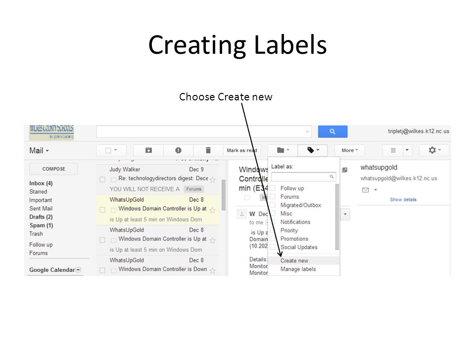 Creating Labels Choose Create new