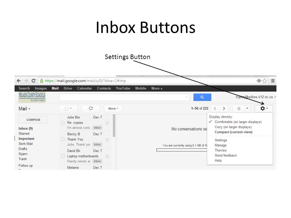 Inbox Buttons Settings Button