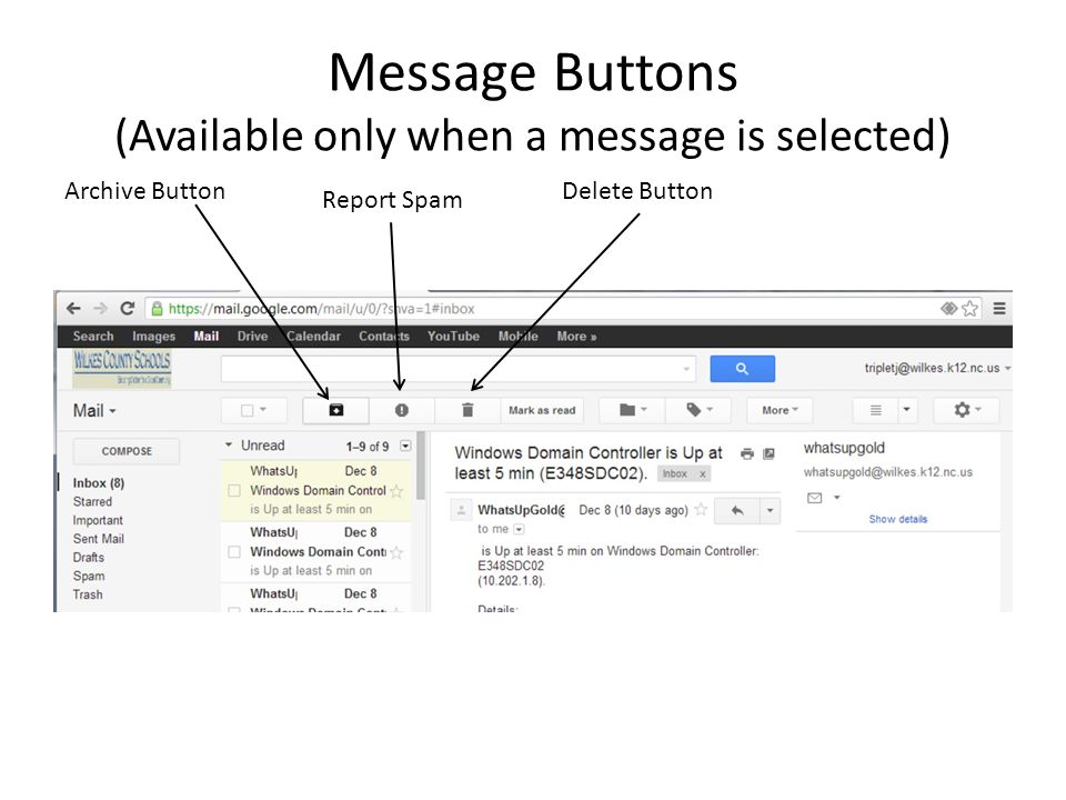 Message Buttons (Available only when a message is selected)