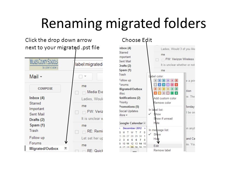 Renaming migrated folders
