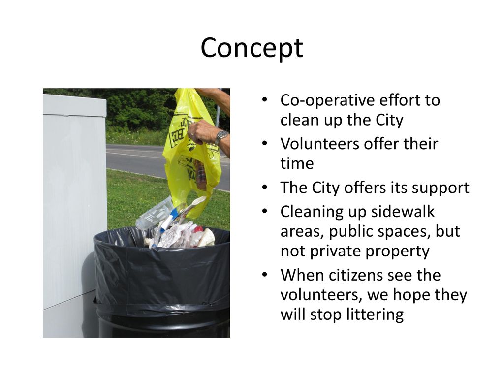 Concept Co-operative effort to clean up the City