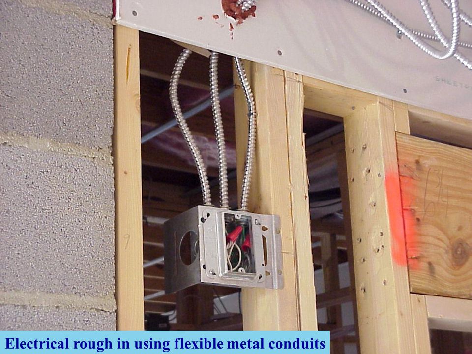 Electrical rough in using flexible metal conduits
