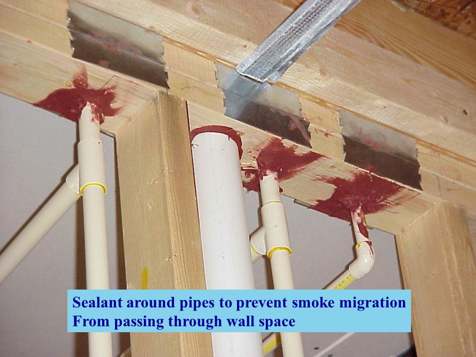 Sealant around pipes to prevent smoke migration