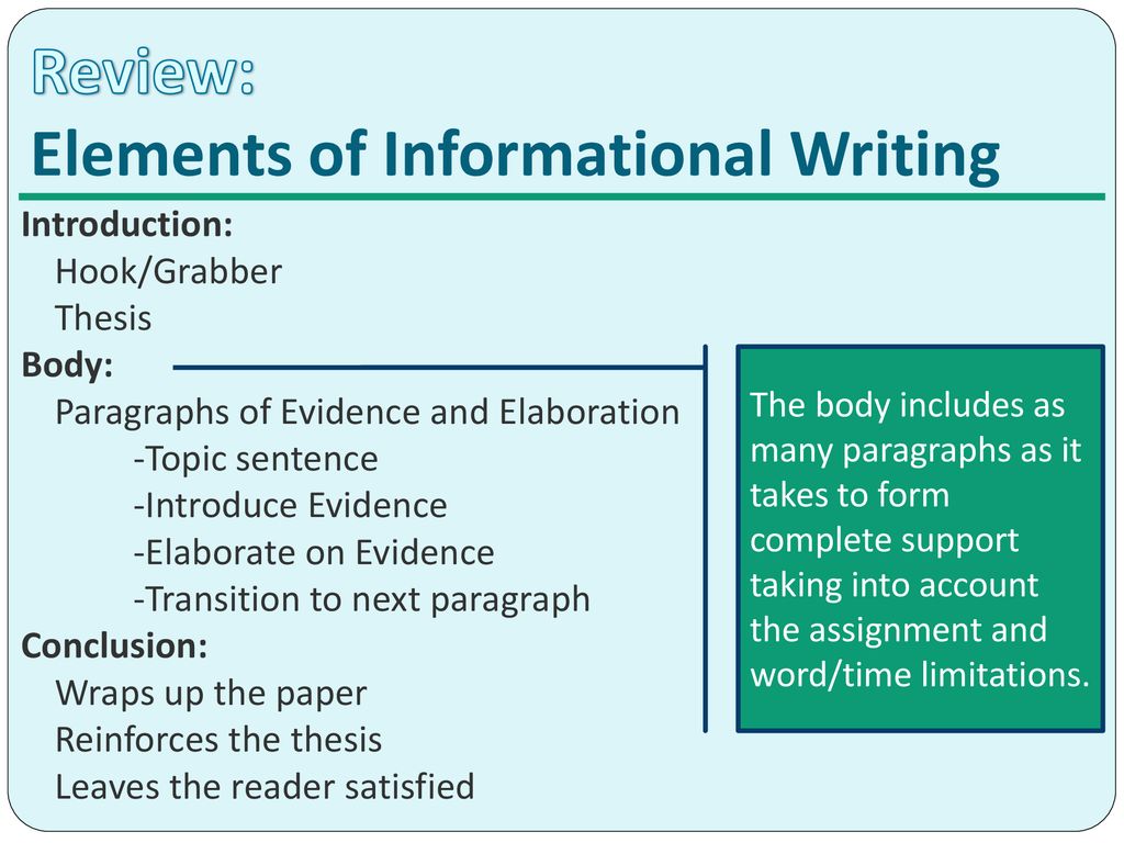 Logical Progression: Informational Writing - ppt download