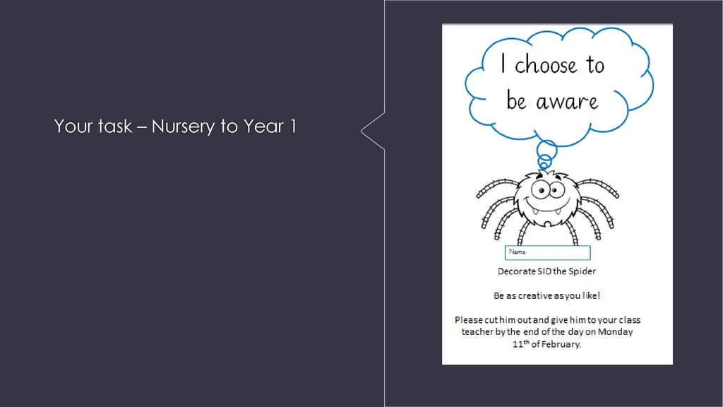 Your task – Nursery to Year 1