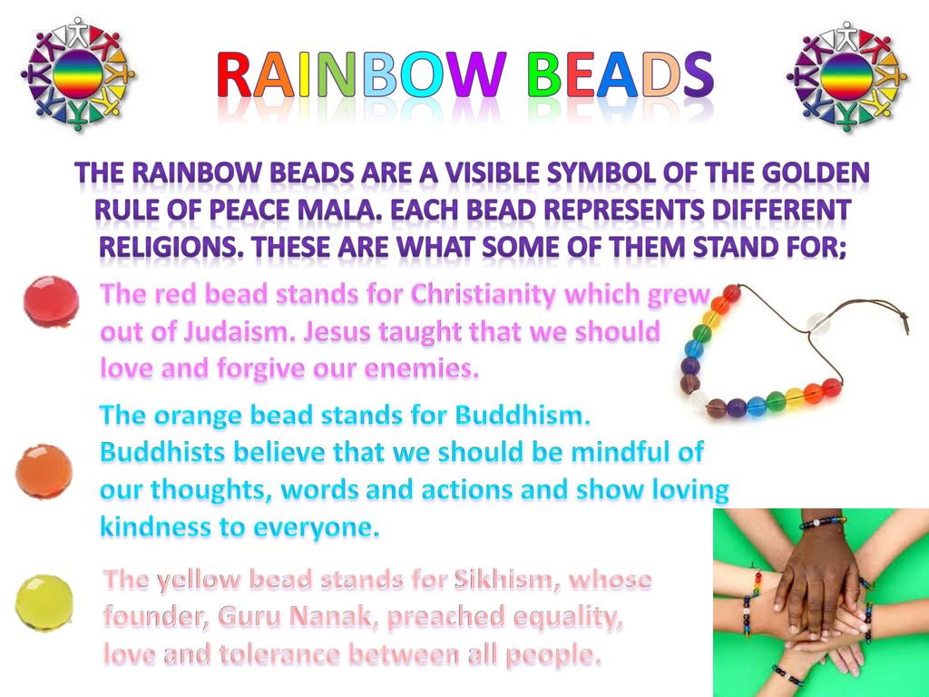 Rainbow Beads : Peace Mala