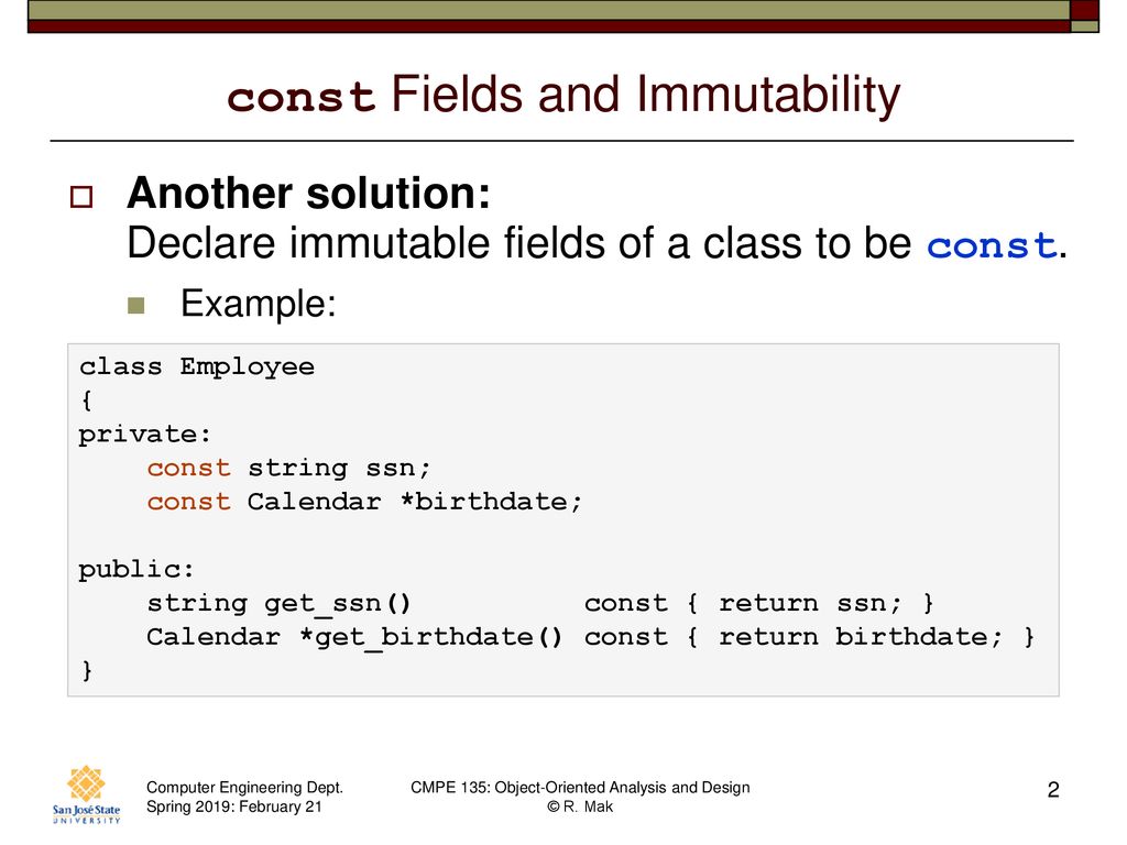 CMPE 135: Object-Oriented Analysis and Design February 21 Class Meeting ...
