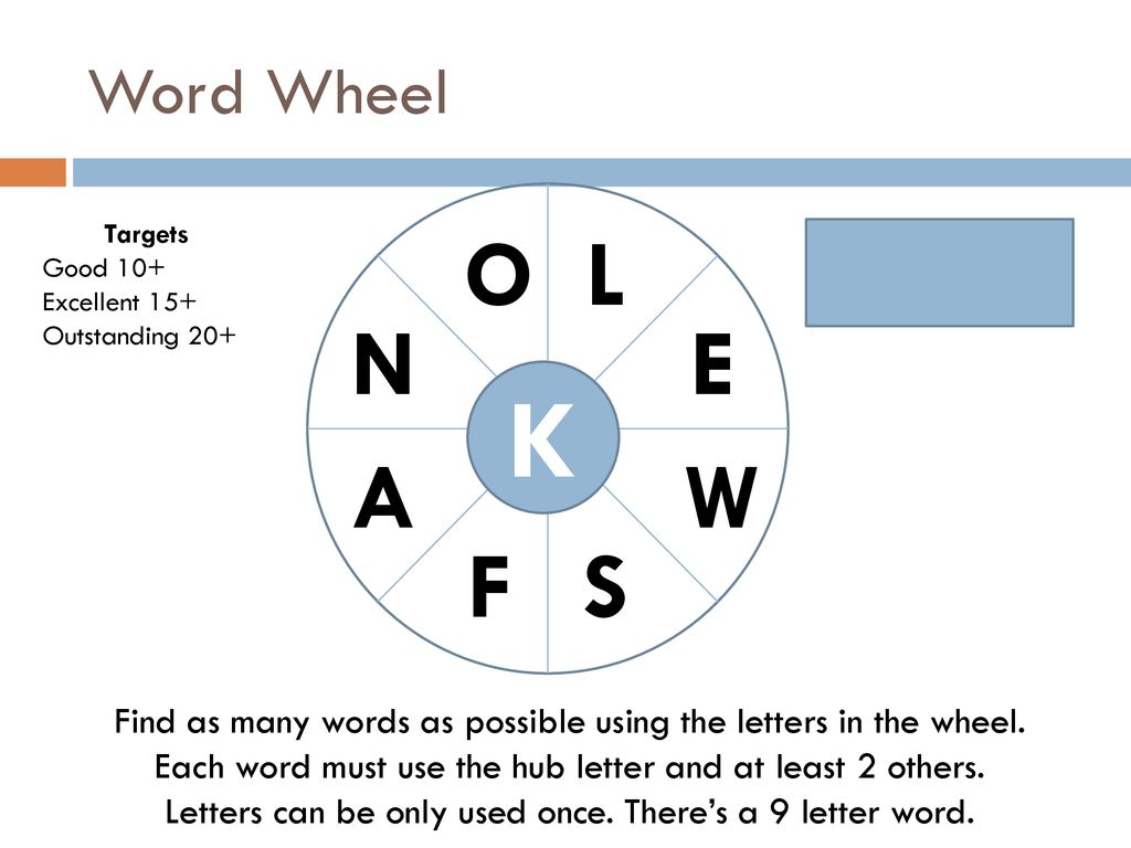 Word Wheel Targets Good 10 Excellent 15 Outstanding 20 B E T E R J Ppt Download