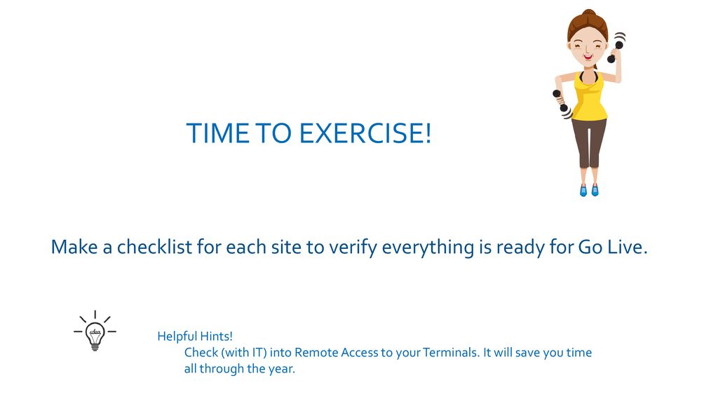 Time to exercise! Log into Solana, take a self-guided tour and log out again. Repeat 3 times!