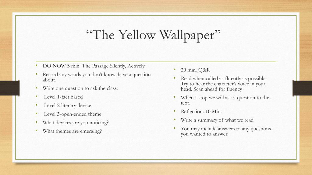 the yellow wallpaper questionsdocx  TextDependent Questions Directions For  the following questions choose the best answer or respond in complete   Course Hero