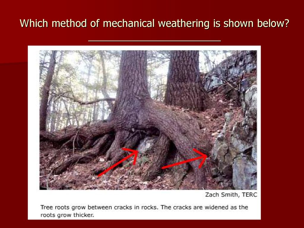 Which method of mechanical weathering is shown below