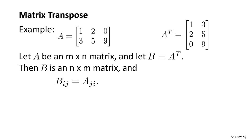 Linear Algebra review (optional) - ppt download