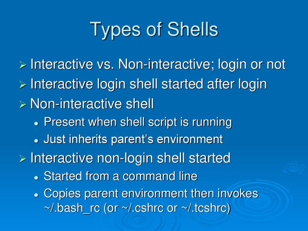 Interactive shell. Unix Shell.