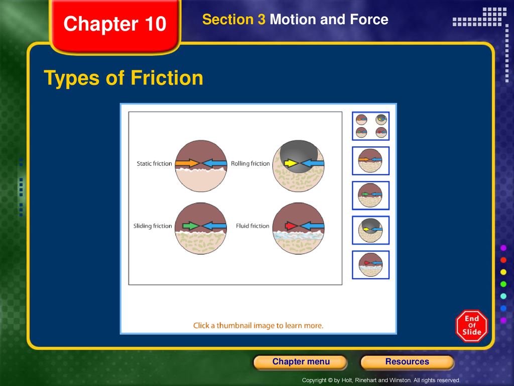 Chapter 10 Section 3 Motion and Force Types of Friction