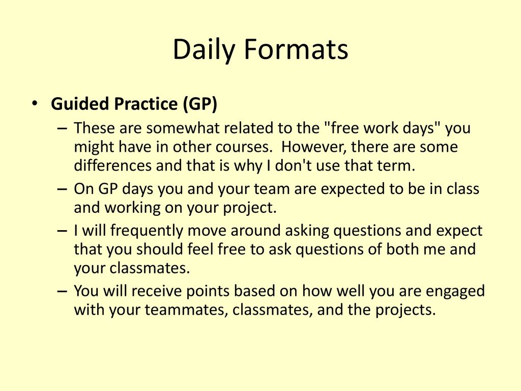 Daily Formats Guided Practice (GP)