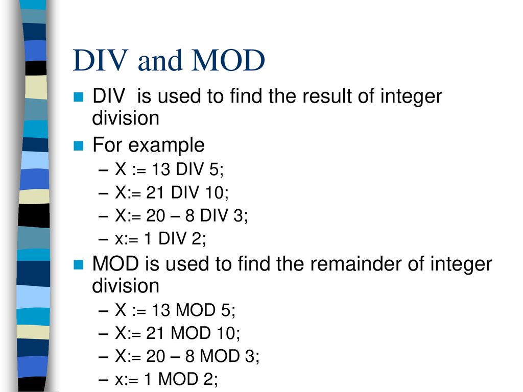 Warm-up: True/False Dry Run DIV / MOD 2nd If Then Program - ppt download